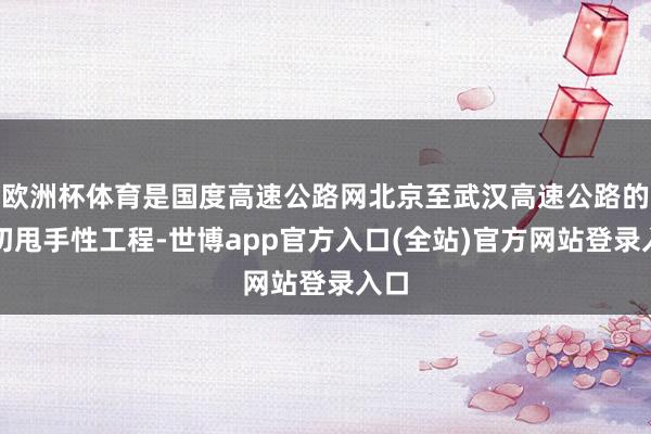 欧洲杯体育是国度高速公路网北京至武汉高速公路的热切甩手性工程-世博app官方入口(全站)官方网站登录入口
